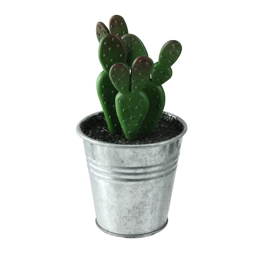 5.25" Green Mini Cactus in Tin Pot By Northlight in Silver | 5.25" x 2.5" | Michaels®